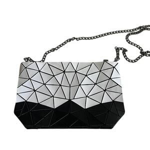 Patrizia Luca Black And White Geometric Triangle Crossbody Bag Purse Handbag